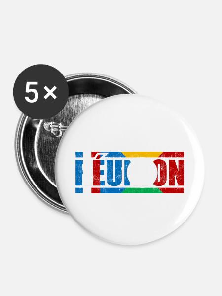 Réunion - Buttons klein 25 mm (5er Pack) - Weiß