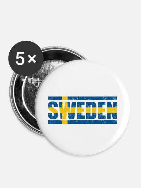 Schweden - Buttons klein 25 mm (5er Pack) - Weiß