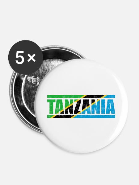 Tansania - Buttons klein 25 mm (5er Pack) - Weiß