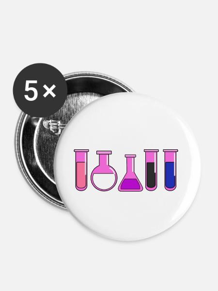 Genderfluid Pride Teströhrchen - Buttons klein 25 mm (5er Pack) - Weiß