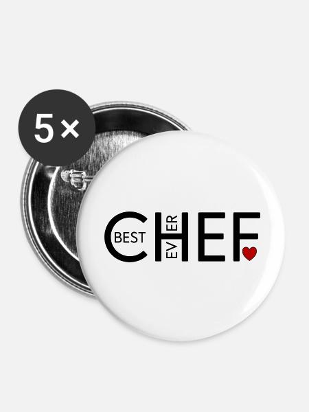 Best Chef ever - Buttons klein 25 mm (5er Pack) - Weiß