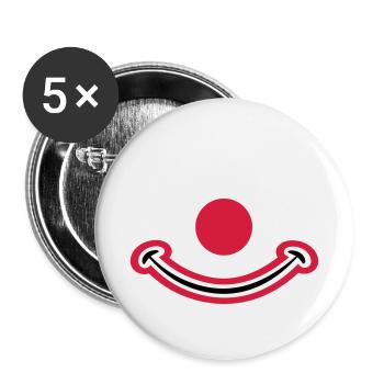 Clown face with red nose. Clown face - Buttons small 1''/25 mm (5-pack) - white - Front