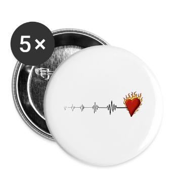 Burning heart - Buttons small 1''/25 mm (5-pack) - white - Front