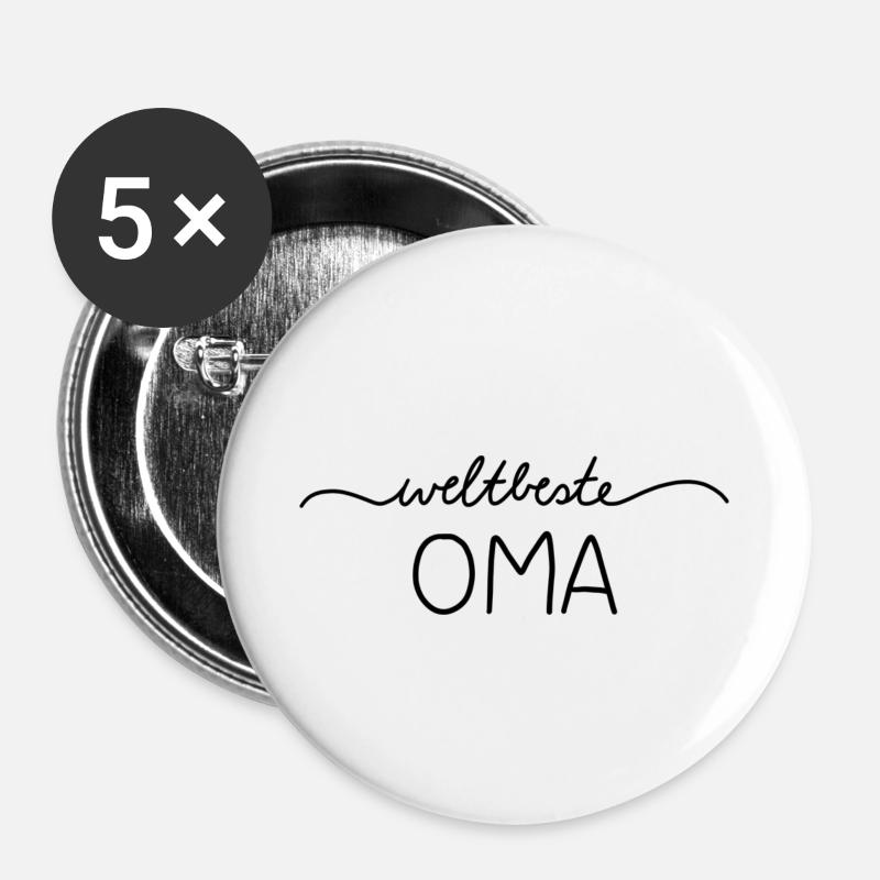 Weltbeste Oma - Buttons klein 25 mm (5er Pack) - Weiß