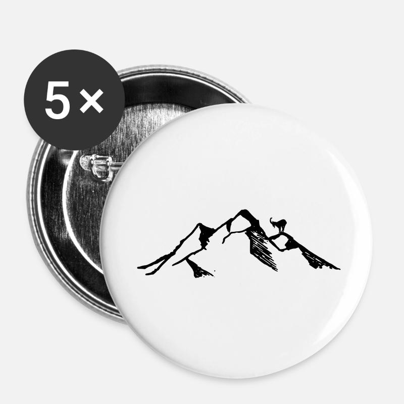 Mountain with Capricorn - Buttons small 1''/25 mm (5-pack) - white