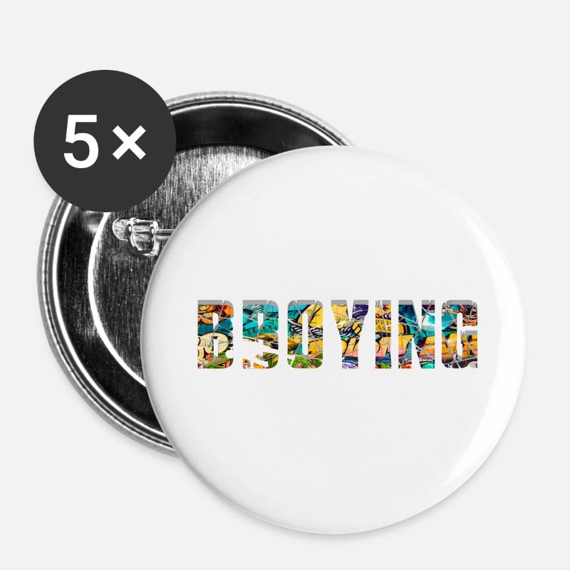 Bboying Breakdance - Lot de 5 petits badges (25 mm) - blanc
