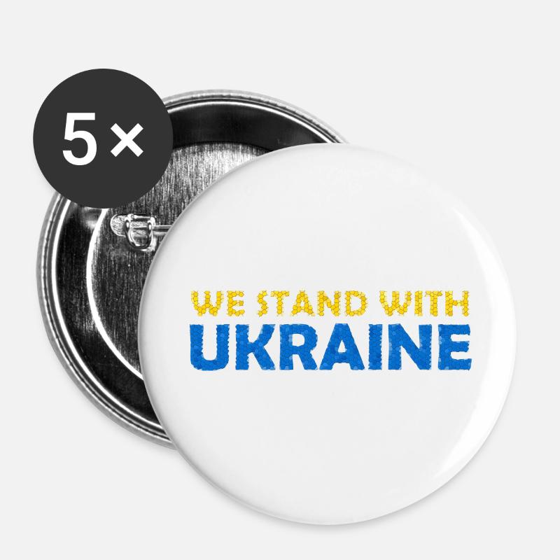 We stand with Ukraine script - Buttons small 1''/25 mm (5-pack) - white