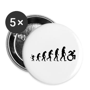Evolution des Rollstuhls, der Rolle, des Humors * - Buttons klein 25 mm (5er Pack) - Weiß - Vorne