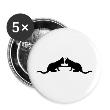 Silhouette 2 süße Katzen - Buttons klein 25 mm (5er Pack) - Weiß - Vorne