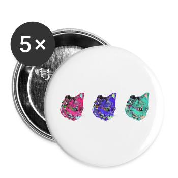 katzen, bunt,pop-art, kunst,warhol,graffiti,katze - Buttons klein 25 mm (5er Pack) - Weiß - Vorne