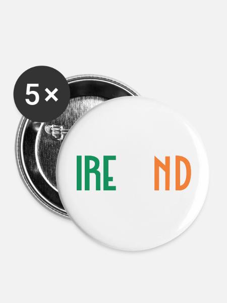 Irland - Buttons klein 25 mm (5er Pack) - Weiß