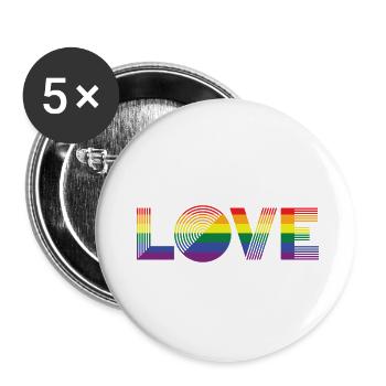 LOVE Pride flag - Buttons small 1''/25 mm (5-pack) - white - Front