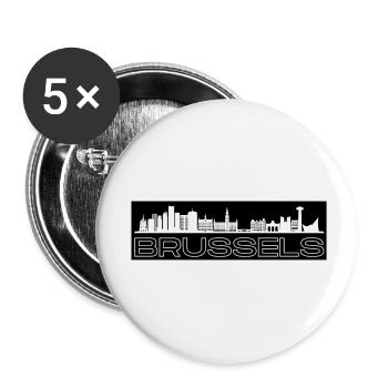 Brussels - mit Skyline - Buttons klein 25 mm (5er Pack) - Weiß - Vorne