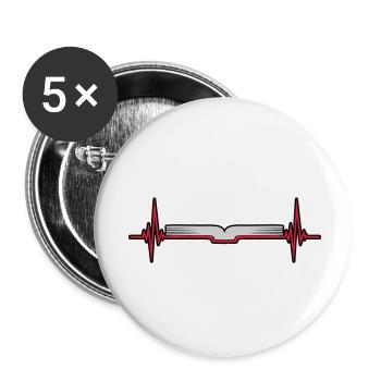 Pulsschlag Frequenz Seiten Buch - Buttons klein 25 mm (5er Pack) - Weiß - Vorne