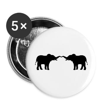 Couple amoureux 2 éléphants - Lot de 5 petits badges (25 mm) - blanc - Devant