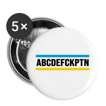 ukraine slava ukraini selenskyj FCK PTN - Buttons klein 25 mm (5er Pack) - Weiß - Vorne