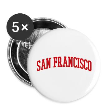 San Francisco Arch Lettering - Buttons small 1''/25 mm (5-pack) - white - Front