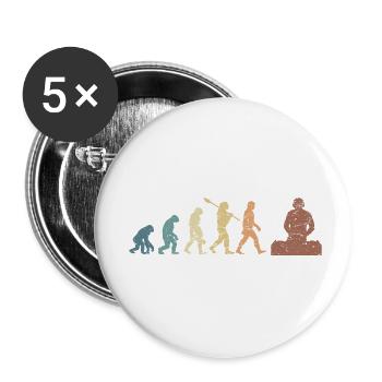 Evolution de l’homme DJ Techno Vinyl Retro Vintage - Lot de 5 petits badges (25 mm) - blanc - Devant
