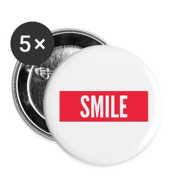 LÄCHELN - Buttons klein 25 mm (5er Pack) - Weiß - Vorne