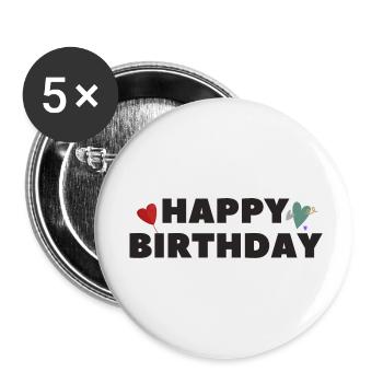 Happy Birthday Gift Idea - Buttons small 1''/25 mm (5-pack) - white - Front