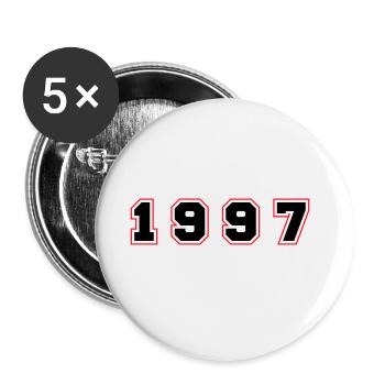1997 Jahr Zahl - Buttons klein 25 mm (5er Pack) - Weiß - Vorne