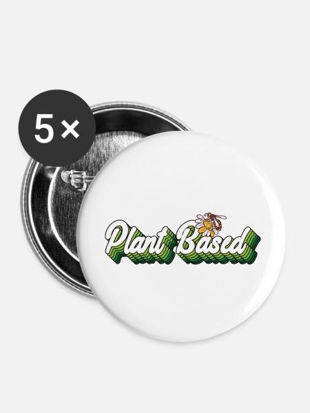 Plant Based Honigbiene - Buttons klein 25 mm (5er Pack) - Weiß