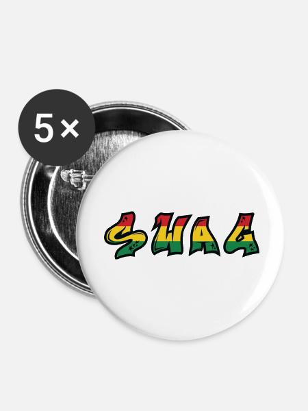 SWAG Rastafari Graffiti Schrift - Buttons klein 25 mm (5er Pack) - Weiß