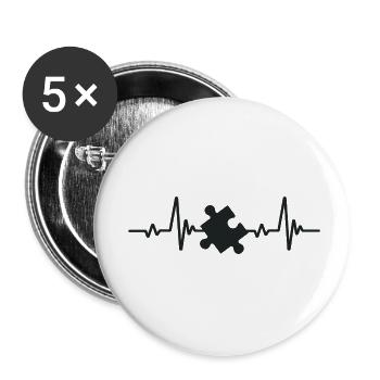 puzzle | Battement de coeur - Lot de 5 petits badges (25 mm) - blanc - Devant