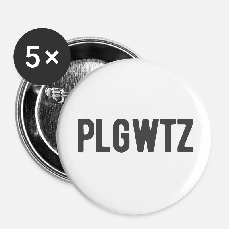PLGWTZ Leipzig Plagwitz lettering - Buttons small 1''/25 mm (5-pack) - white