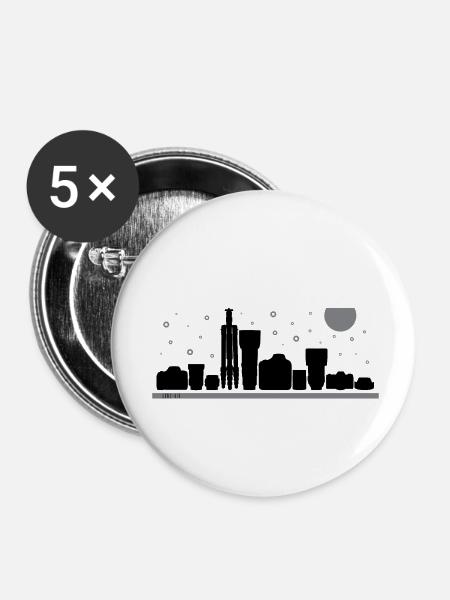 Skyline - Buttons klein 25 mm (5er Pack) - Weiß