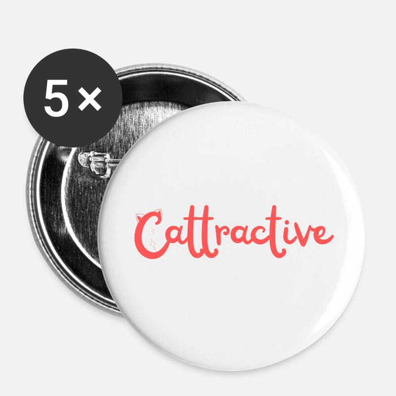 Cattractive - Buttons small 1''/25 mm (5-pack) - white