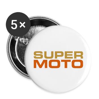 SUPER MOTO sport logo orange - Buttons small 1''/25 mm (5-pack) - white - Front