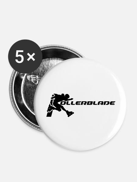rollerblader silhouette schwarz - Buttons klein 25 mm (5er Pack) - Weiß