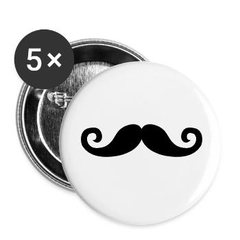 Moustache - Lot de 5 petits badges (25 mm) - blanc - Devant