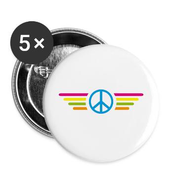Frieden Peace Flügel - Buttons klein 25 mm (5er Pack) - Weiß - Vorne