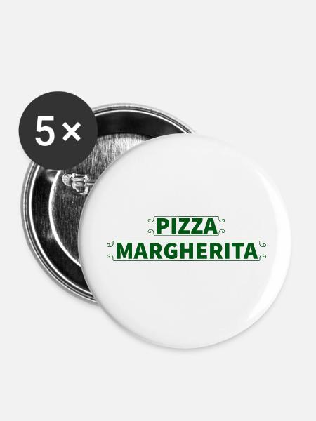 Pizza Margherita - Buttons klein 25 mm (5er Pack) - Weiß