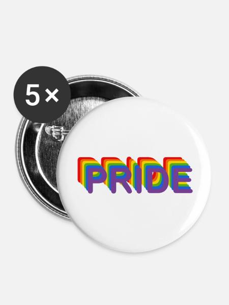 Pride! - Buttons klein 25 mm (5er Pack) - Weiß