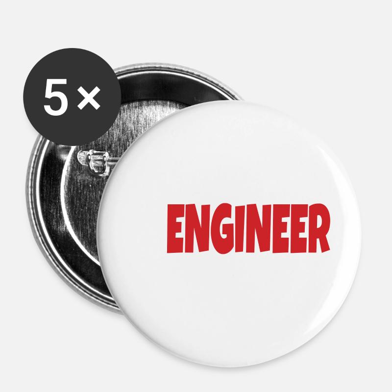 #engineer blanc et rouge - Lot de 5 petits badges (25 mm) - blanc