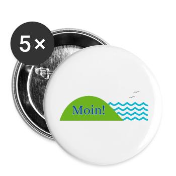 Moin! - Buttons klein 25 mm (5er Pack) - Weiß - Vorne