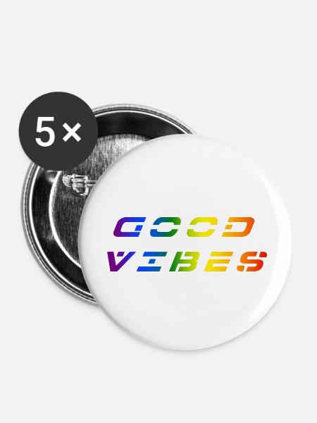 Gute Schwingungen - Buttons klein 25 mm (5er Pack) - Weiß