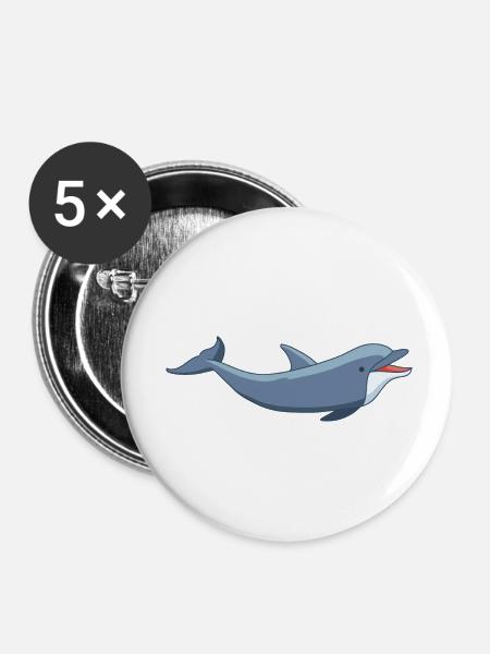 Meerestiere - Buttons klein 25 mm (5er Pack) - Weiß