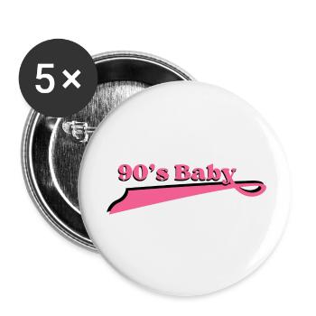 90er Jahre Baby - Buttons klein 25 mm (5er Pack) - Weiß - Vorne