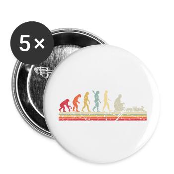 Évolution du chemin de fer miniature de train humain - Lot de 5 petits badges (25 mm) - blanc - Devant