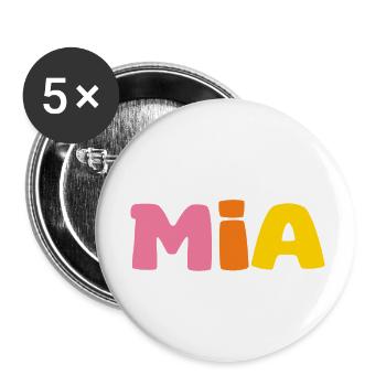 Nom - Mia - Lot de 5 petits badges (25 mm) - blanc - Devant