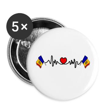 Herzfrequenz-Cardio für Moldawien - Buttons klein 25 mm (5er Pack) - Weiß - Vorne