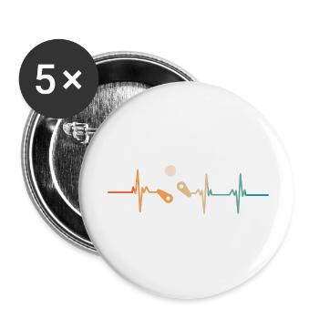 Flipper-Herzschlag - Buttons klein 25 mm (5er Pack) - Weiß - Vorne