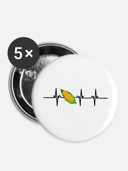 Herzschlag Mais - Buttons klein 25 mm (5er Pack) - Weiß