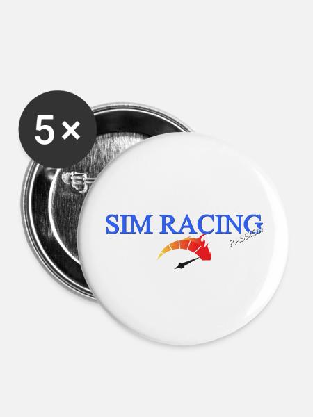 SIM-Rennen - Buttons klein 25 mm (5er Pack) - Weiß