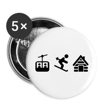 Ski - Buttons klein 25 mm (5er Pack) - Weiß - Vorne