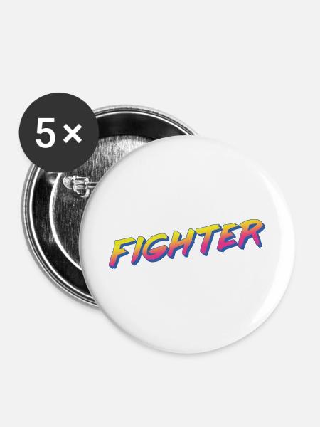 Fighter - Buttons klein 25 mm (5er Pack) - Weiß
